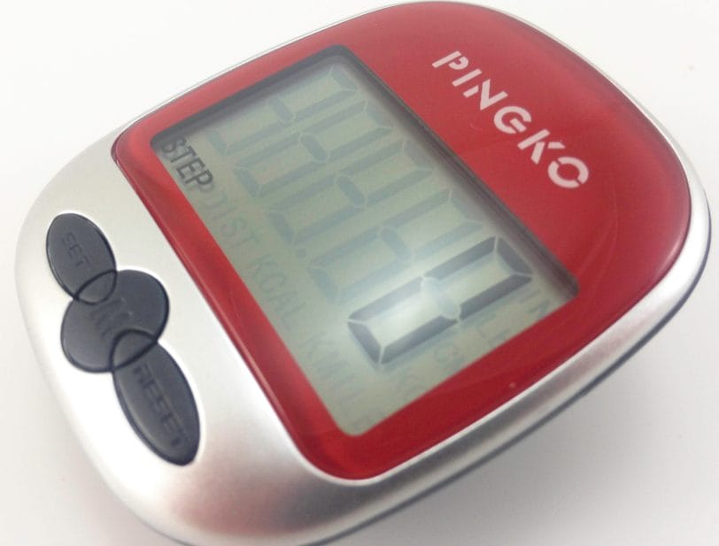 Image shows the screen of the pedometer.