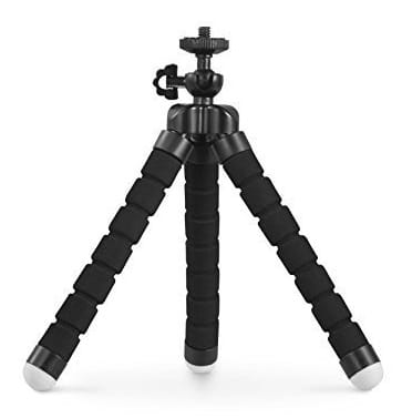 Image shows the tripod set up and fully expanded.