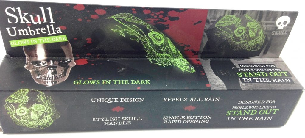 Oliphant Skull Umbrella Image shows the outer box.