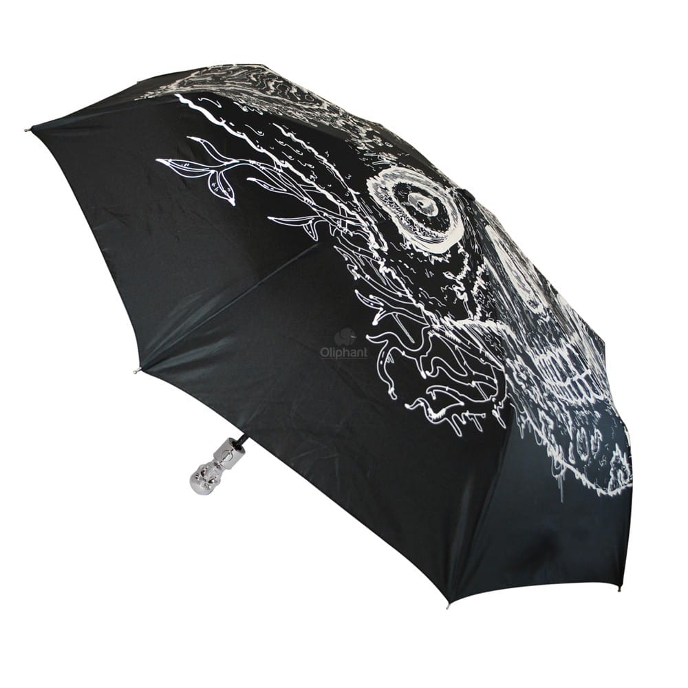 Oliphant Skull Umbrella Image shows the umbrella in an open position.