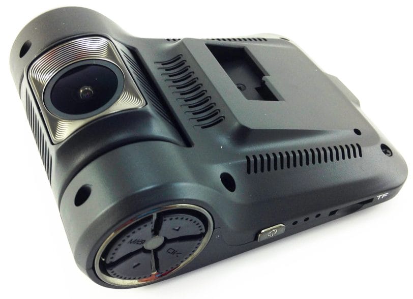 Image shows the dash cam in a laid down position.