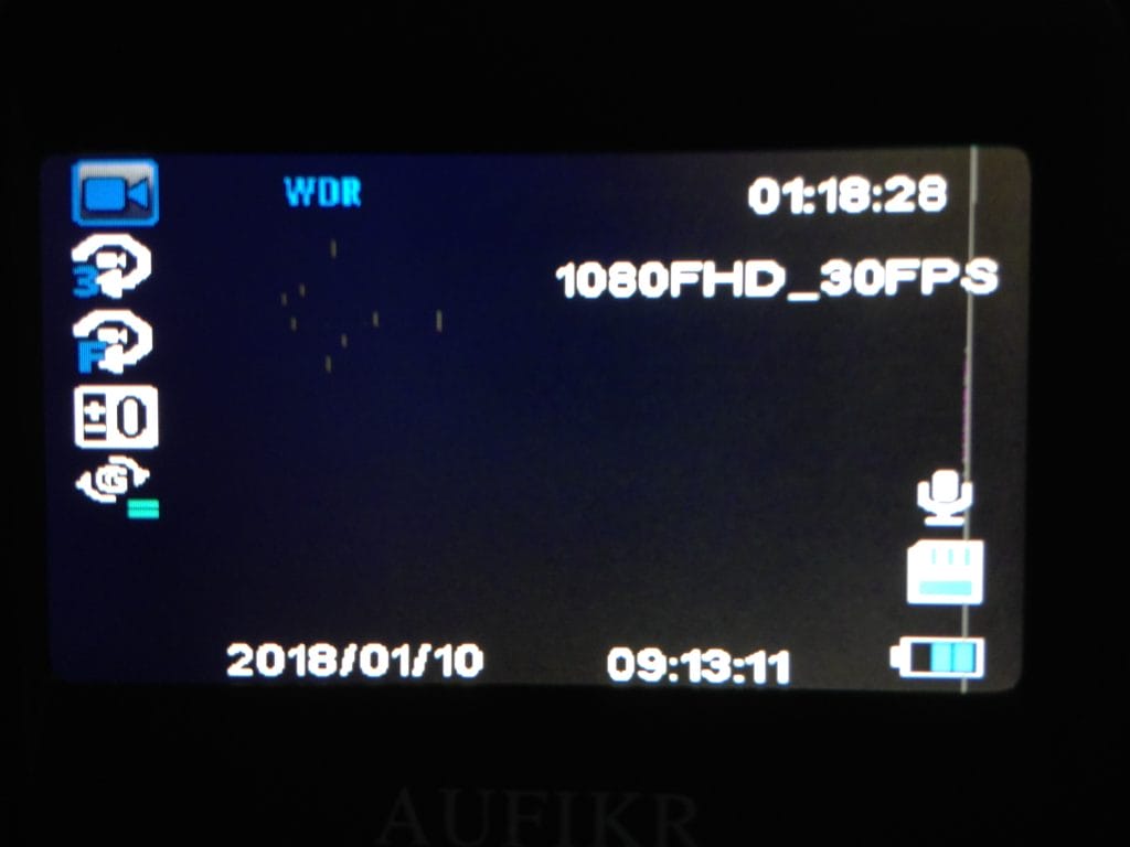 LCD Screen of the dashcam.