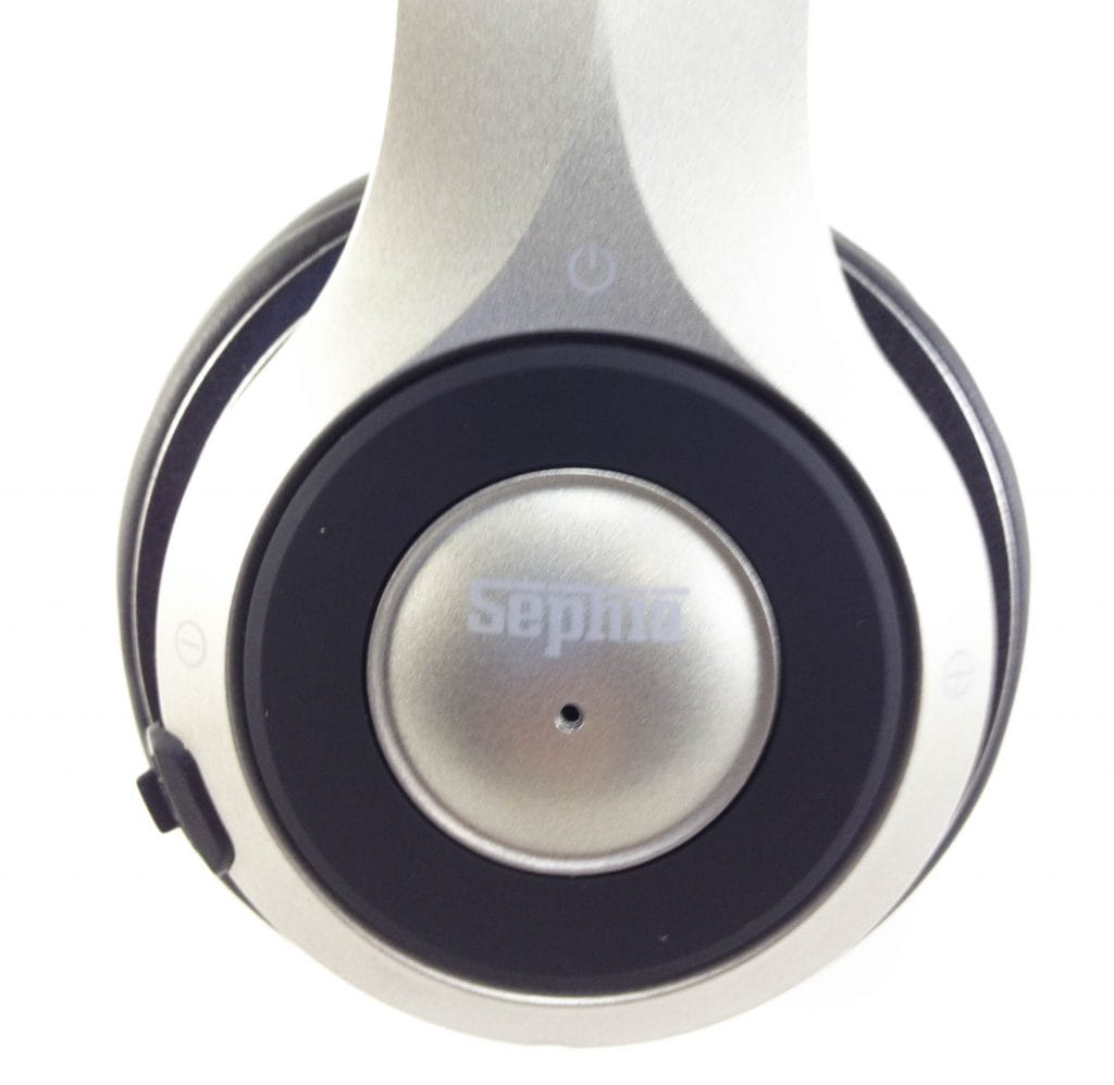 Image shows the on-ear control area of the headphones.
