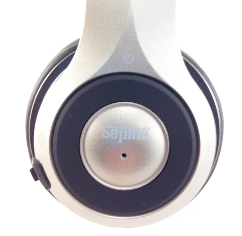 Image shows the on-ear control area of the headphones.