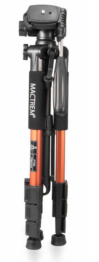 Mactrem PT55 Camera Tripod Mactrem PT55 stock image. Tripod is folded up.