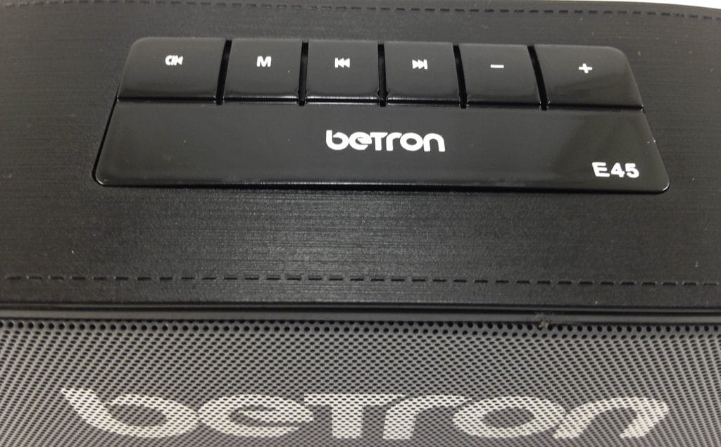 Betron E45 Speaker Image shows the user control buttons.