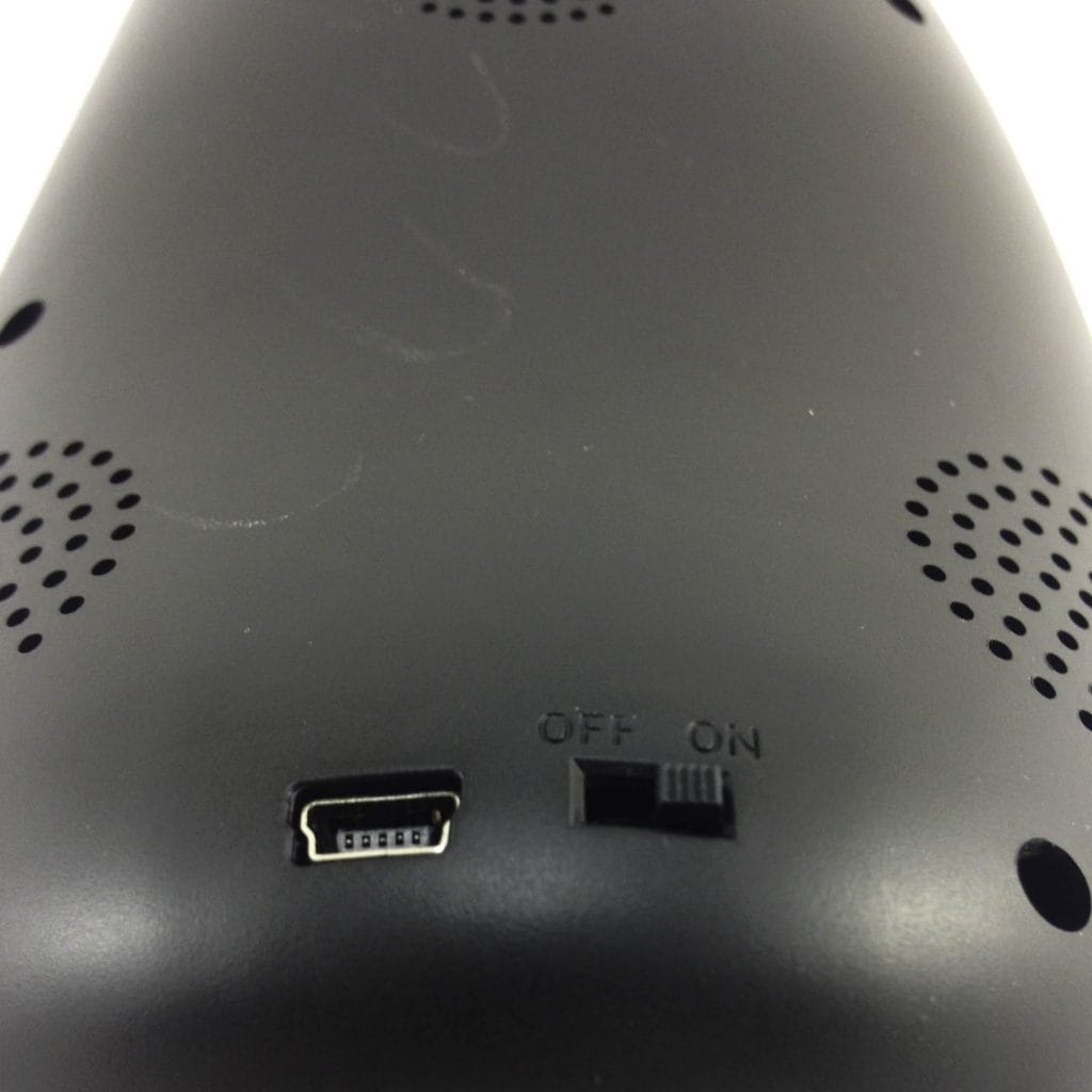 Image shows the back where there's a switch and port.