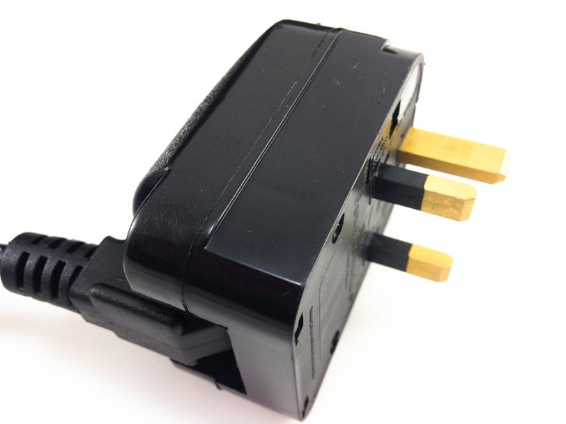 Image shows a EU/UK plug adapter.
