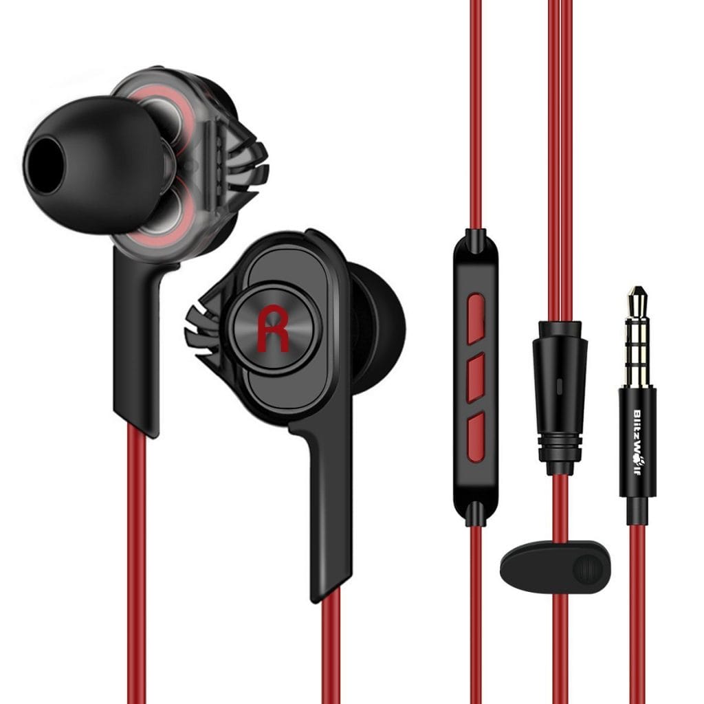 Image shows a stock image of the earphones showing the inline multi-function control button and jack plug.