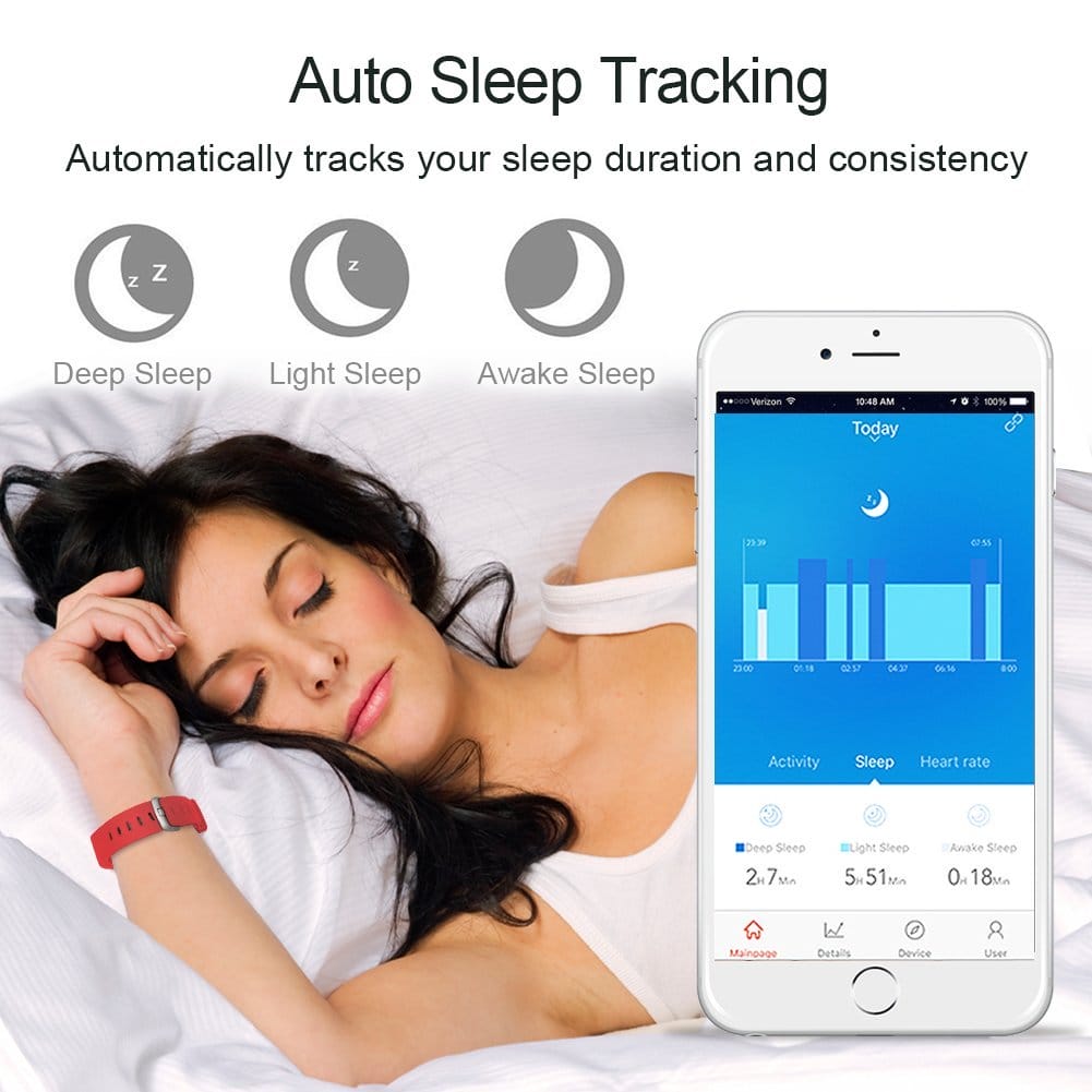 Image shows the sleep tracking function.
