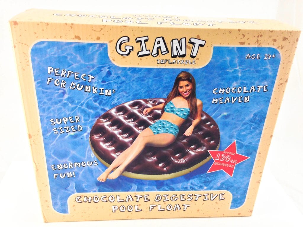 Oliphant Chocolate Digestive Pool Float Image shows the outer box of the Oliphant Chocolate Digestive Pool Float.