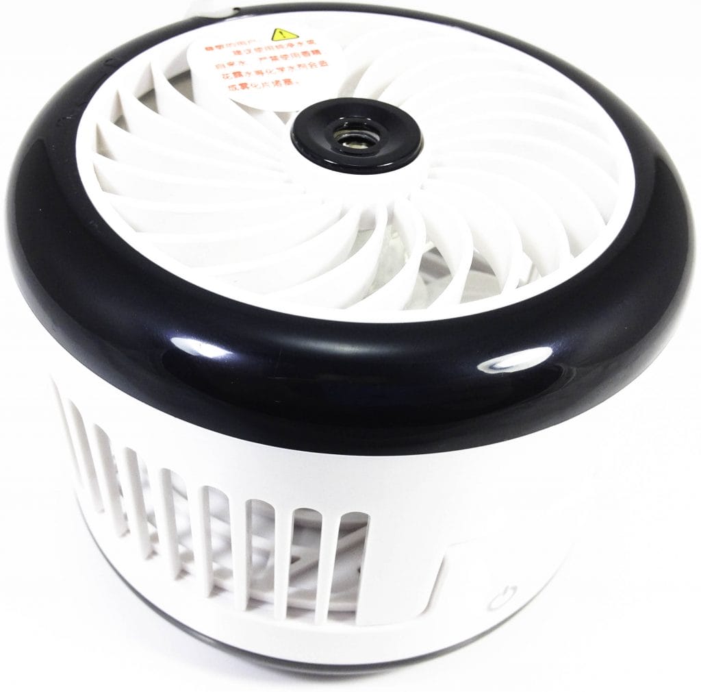 Image shows the fan in a laid downward position.