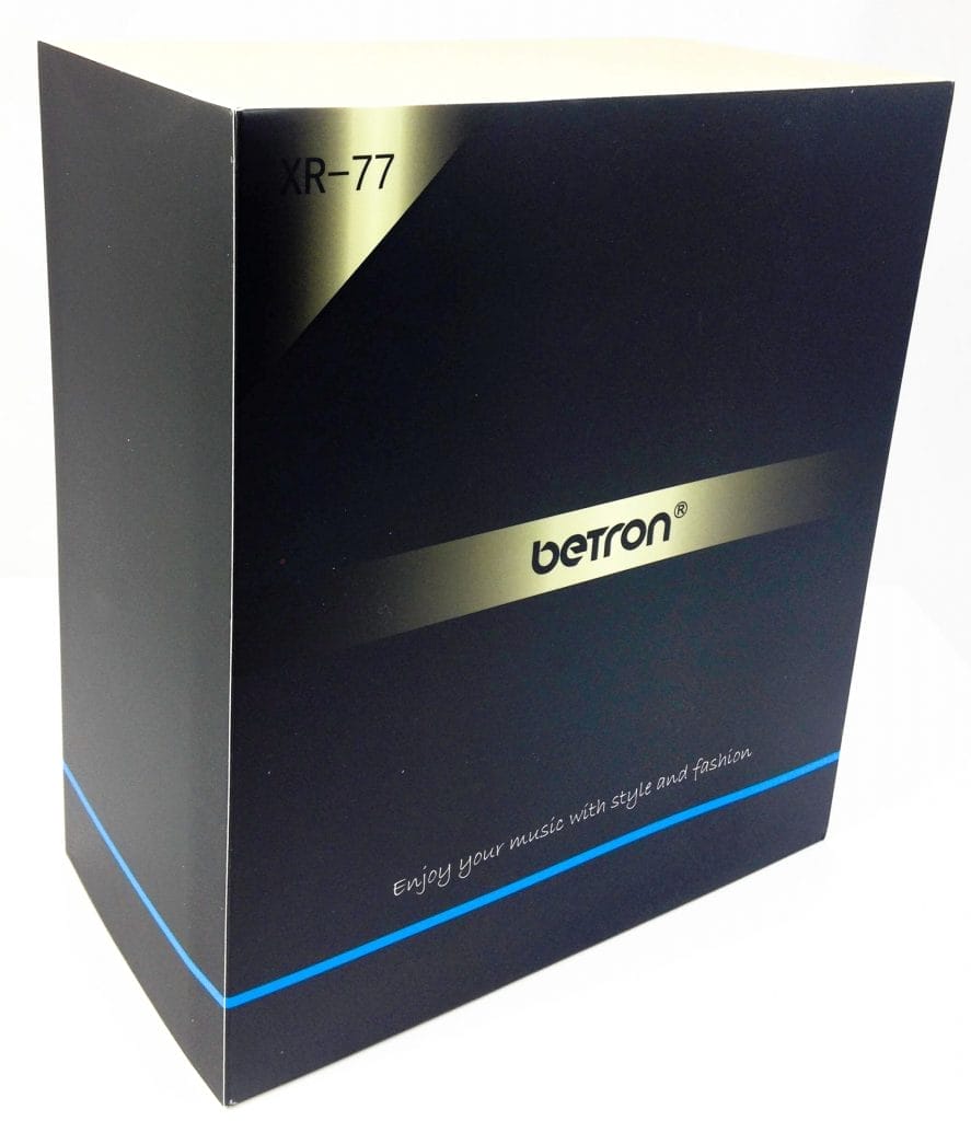 Betron XR77 Bluetooth Speaker Image shows the outer packaging for the Betron XR77 Bluetooth Speaker.