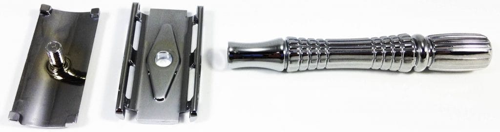 Image shows a parts explosion of the razor.