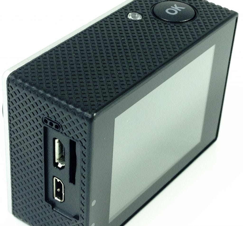 PINGKO F71 Sports Action Camera Image shows the ports of the camera