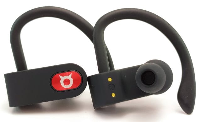 Image shows each earbud, one forward facing and one facing backward.