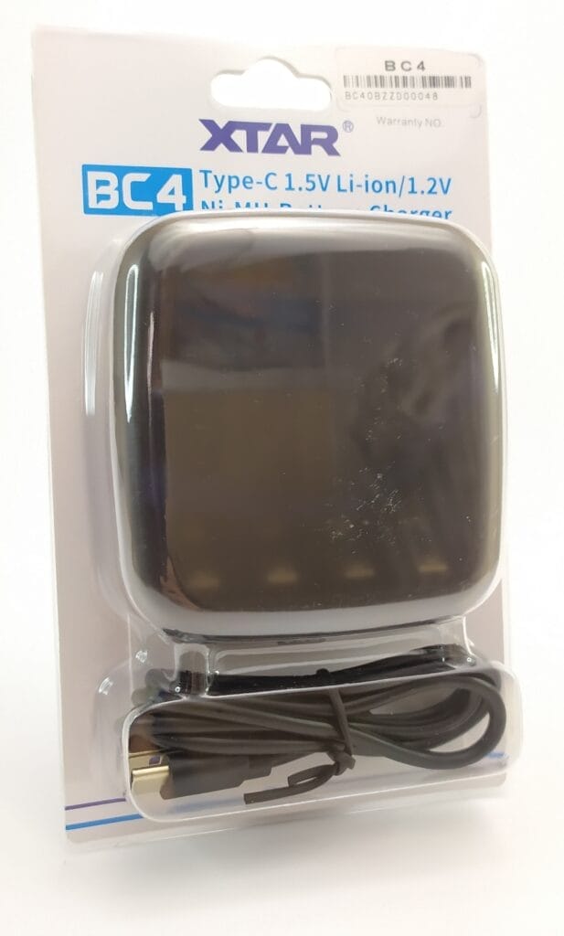Outer packaging of the XTAR BC4 battery charger