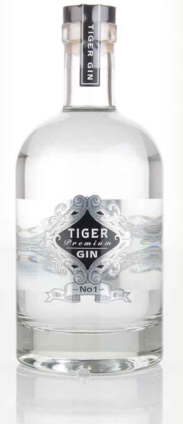 Image shows a bottle of Tiger Gin.