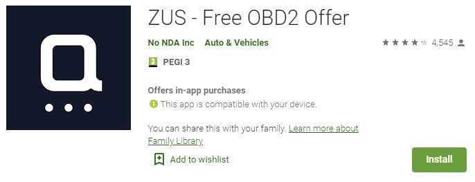 Image shows the ZUS app from the Google Play Store.