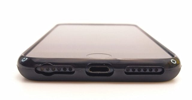 Image shows the iPhone lightning port and speaker cutouts with perfect accuracy. 