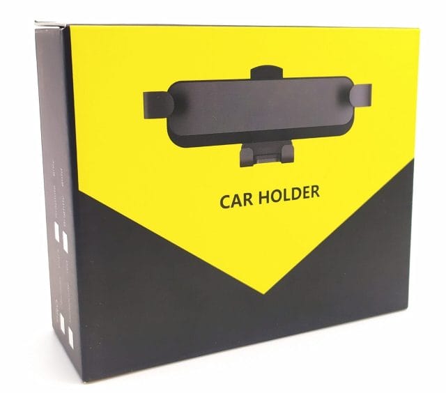 Image shows the outer box. The box is black and yellow in colour and features a big product image on the front.