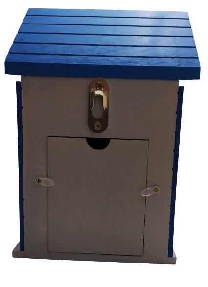 Image shows the back of the birdhouse.