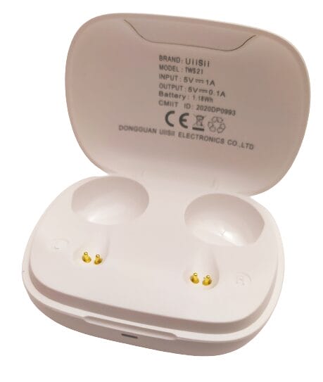 Image shows inside the charging box, there's the charging contacts.