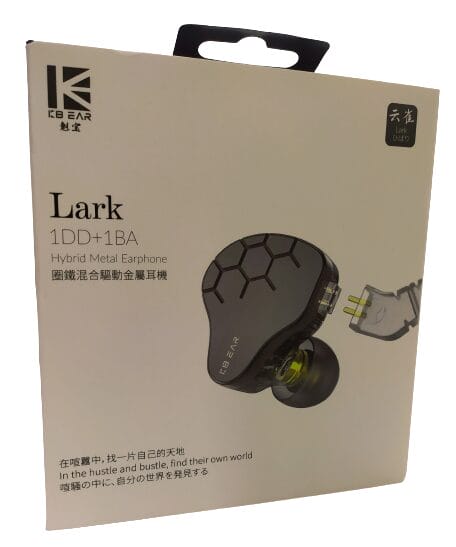 Image shows the outer packaging sleeve. There's an image of the earphone on the front.