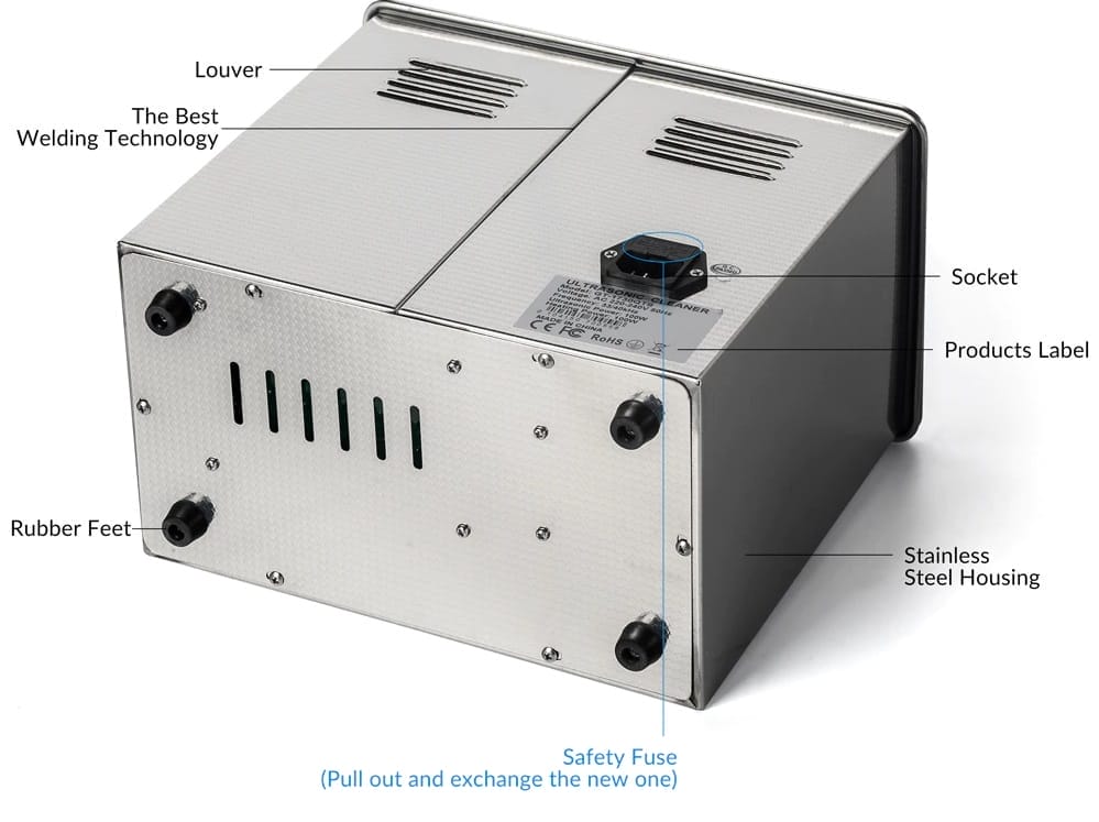 Image shows the underside and backside of the product.