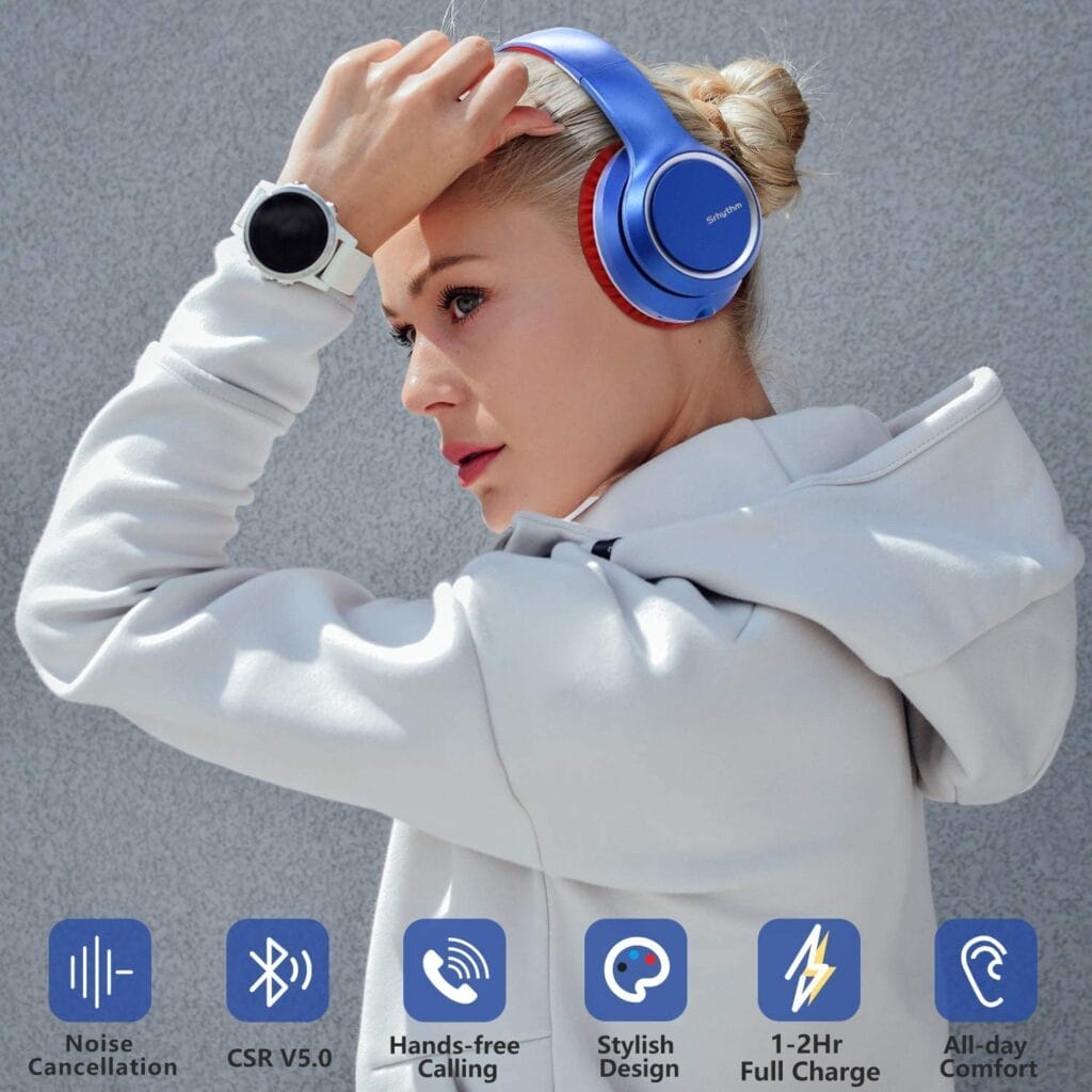 Image shows a blonde woman wearing the NC15 headphones.