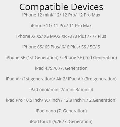 Image shows the Apple Compatibility list.