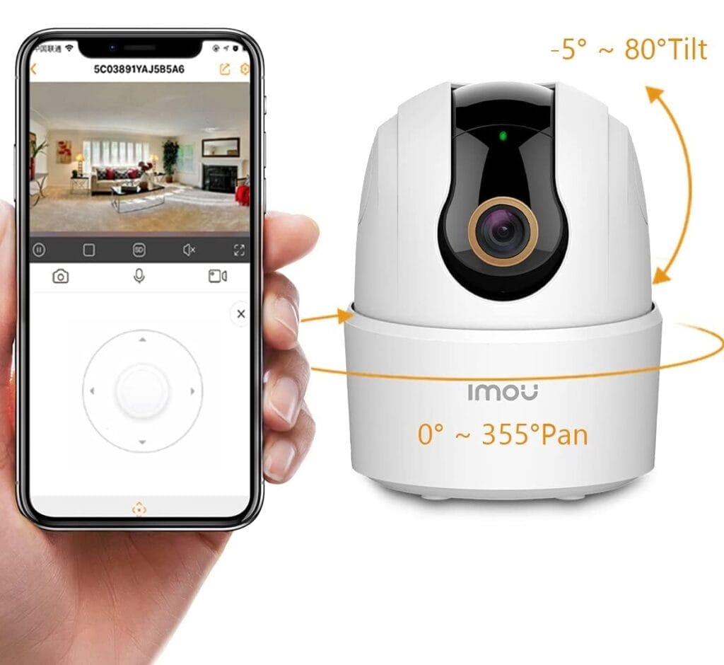 Image shows the app and camera pan/tilt function.