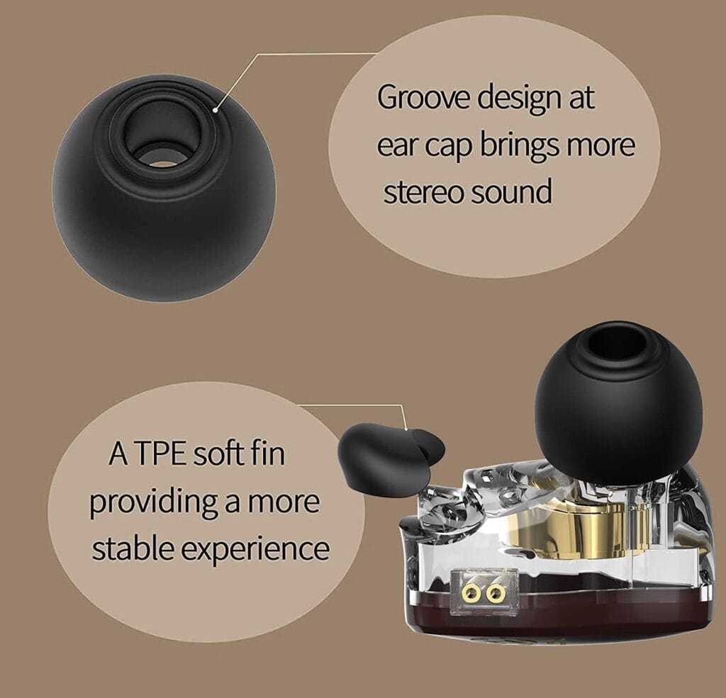 Image shows the ear tip and ear fin design, both of which are patent protected.