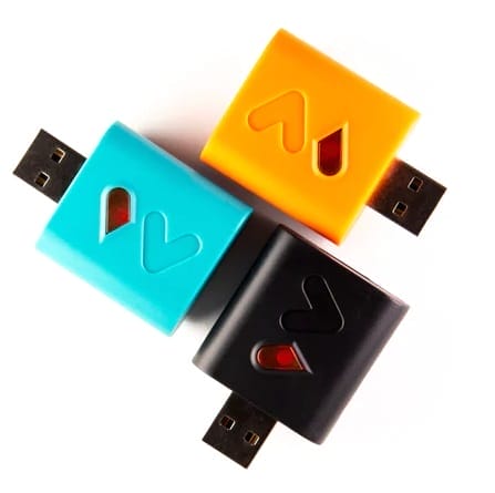 Image shows the three available colours of the Witty Battery Saver.