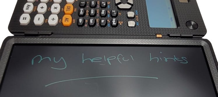 Image shows the electronic writing pad. I've written My Helpful Hints.