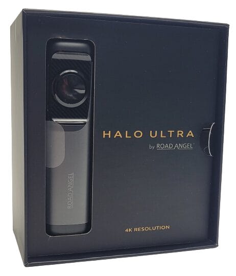 Road Angel Halo Ultra Image shows the dashcam in internal packaging.