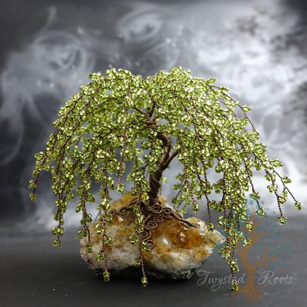 Rejuvenation; bead and wire willow tree on citrine by Twysted Roots