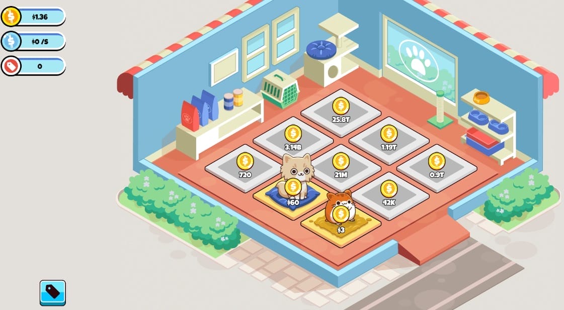 Image shows a screenshot of Idle Pet Business.