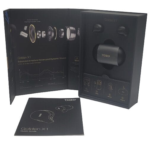 Image shows the internal packaging of the earbuds.