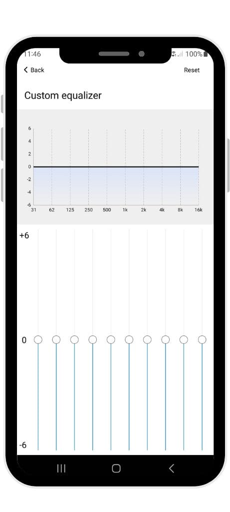 Image shows a screenshot of the equaliser area of the SoundPEATS app.