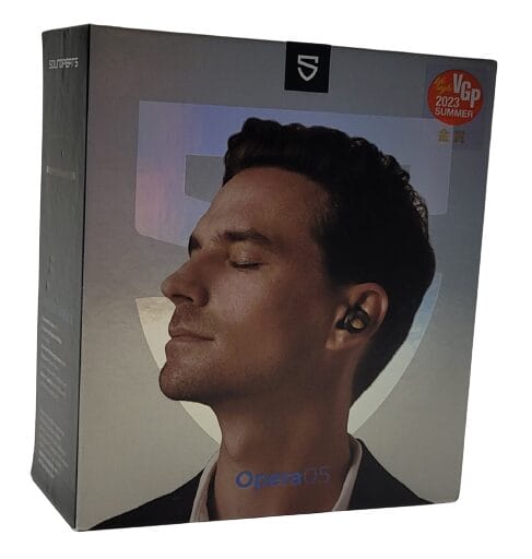 Image shows the outer box of the SoundPEATS Opera05 Earbuds.