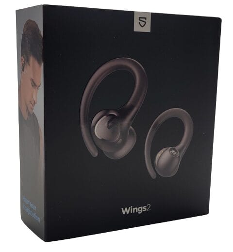 SoundPEATS Wings2 Wireless Earbuds Image shows the outer box of the earbuds.