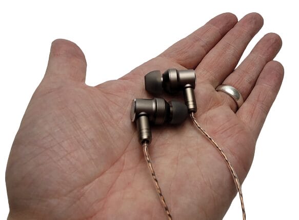 Image shows the IEM;s in the palm of my left hand.