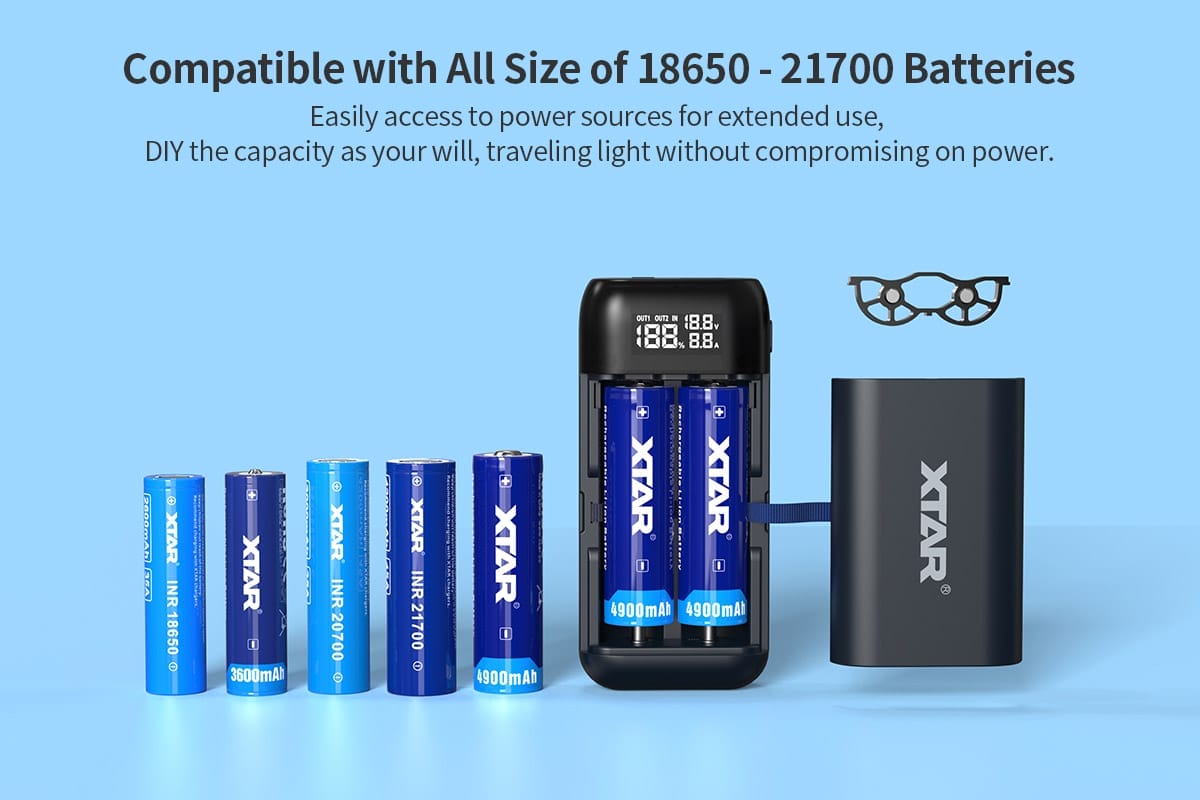 Image shows the batteries that work with battery charger.