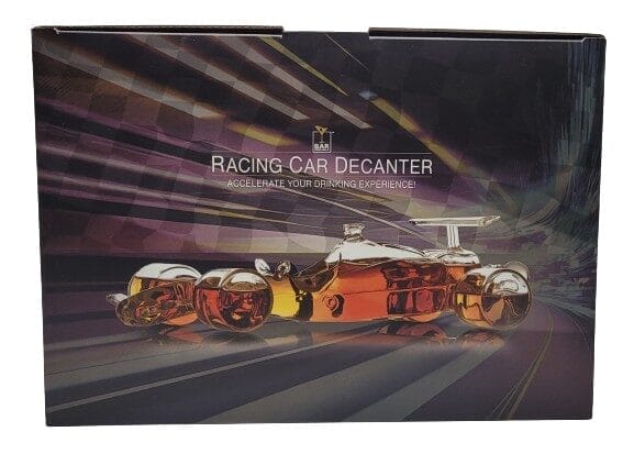Image shows the outer box. There's a decanter on the front shaped as a F1 car.