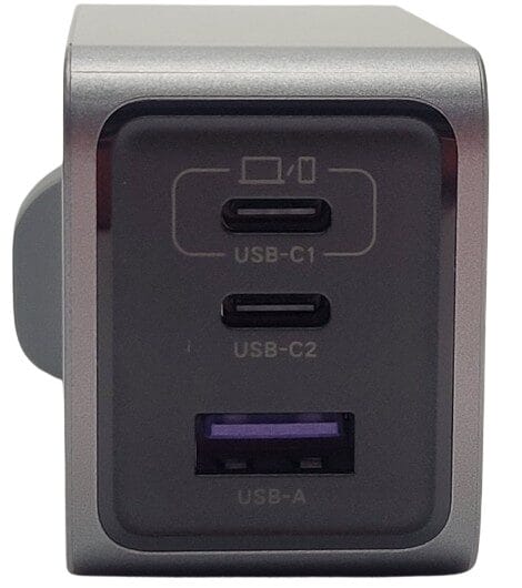 Image shows the ports on the UGREEN Nexode Pro 100W USB C Charger.