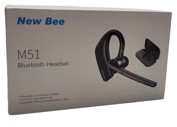 Image shows the outer box of the New Bee M51 Headset.
