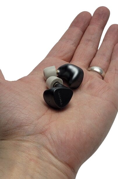 Image shows the TINHIFI T5S IEM's in my left palm.