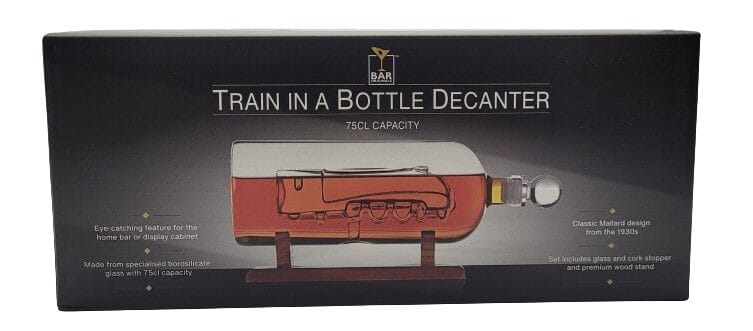 Image shows the outer box for the Bar Originale Train Decanter.