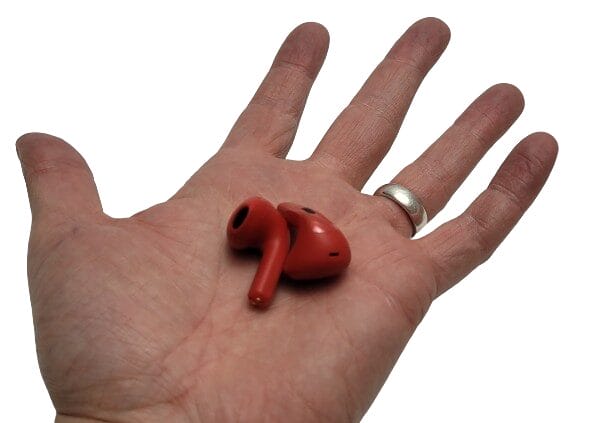 TOZO Tonal Fits T21 Image shows the earbuds in my left hand (Palm)